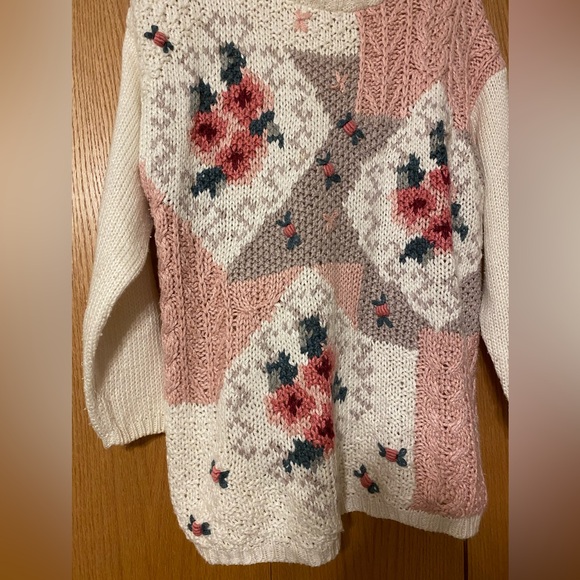 VTG Colleen’s Collectables Knit Sweater L Embroidered Grannycore Ramie Blend - Picture 2 of 5